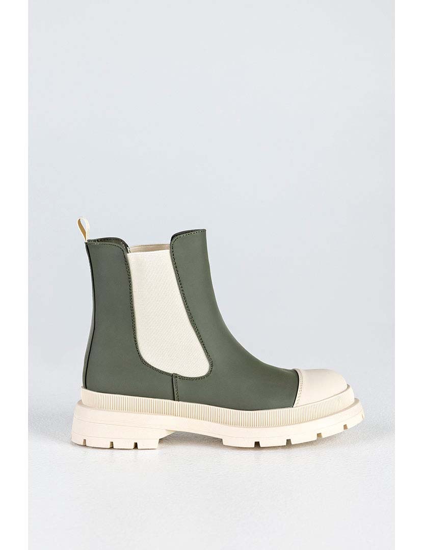 Green and Beige Chelsea Boots