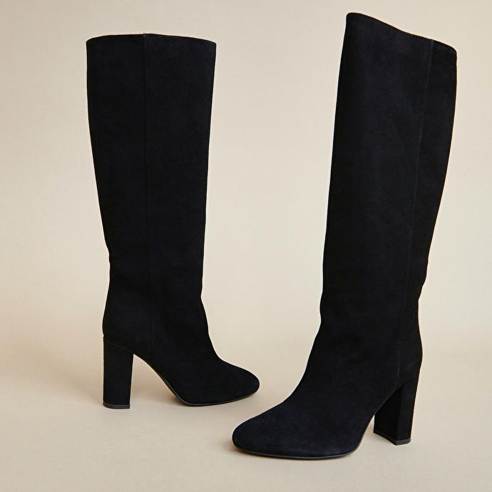 Bottes hautes  en velours noir