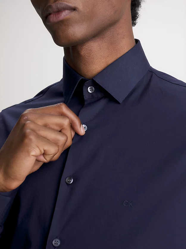 Camisa social slim fit em popeline