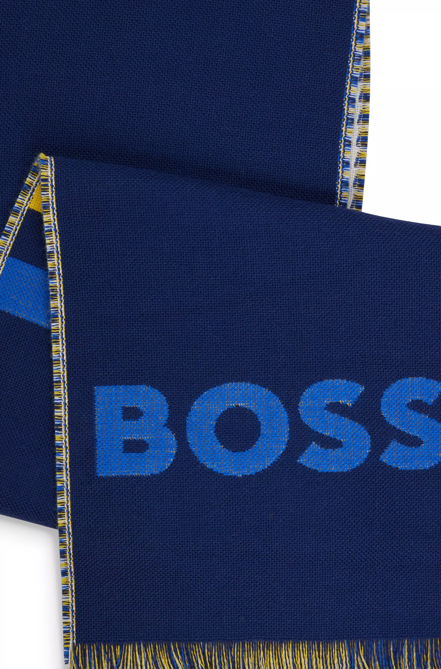 Cachecol BOSS Orange com o logo da BOSS x NFL e a marca do LA Rams.