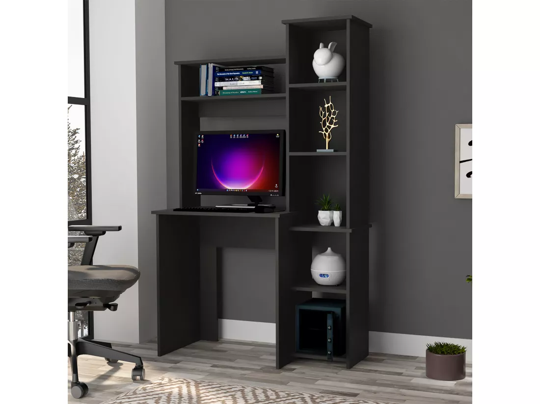 Bureau Versailles avec étagère , 162.30 cm X 98.29 cm X 45.21 cm , Noir
