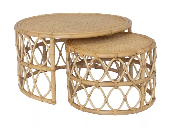 Tables basses gigognes - Rotin - Coloris : Naturel - RONITA