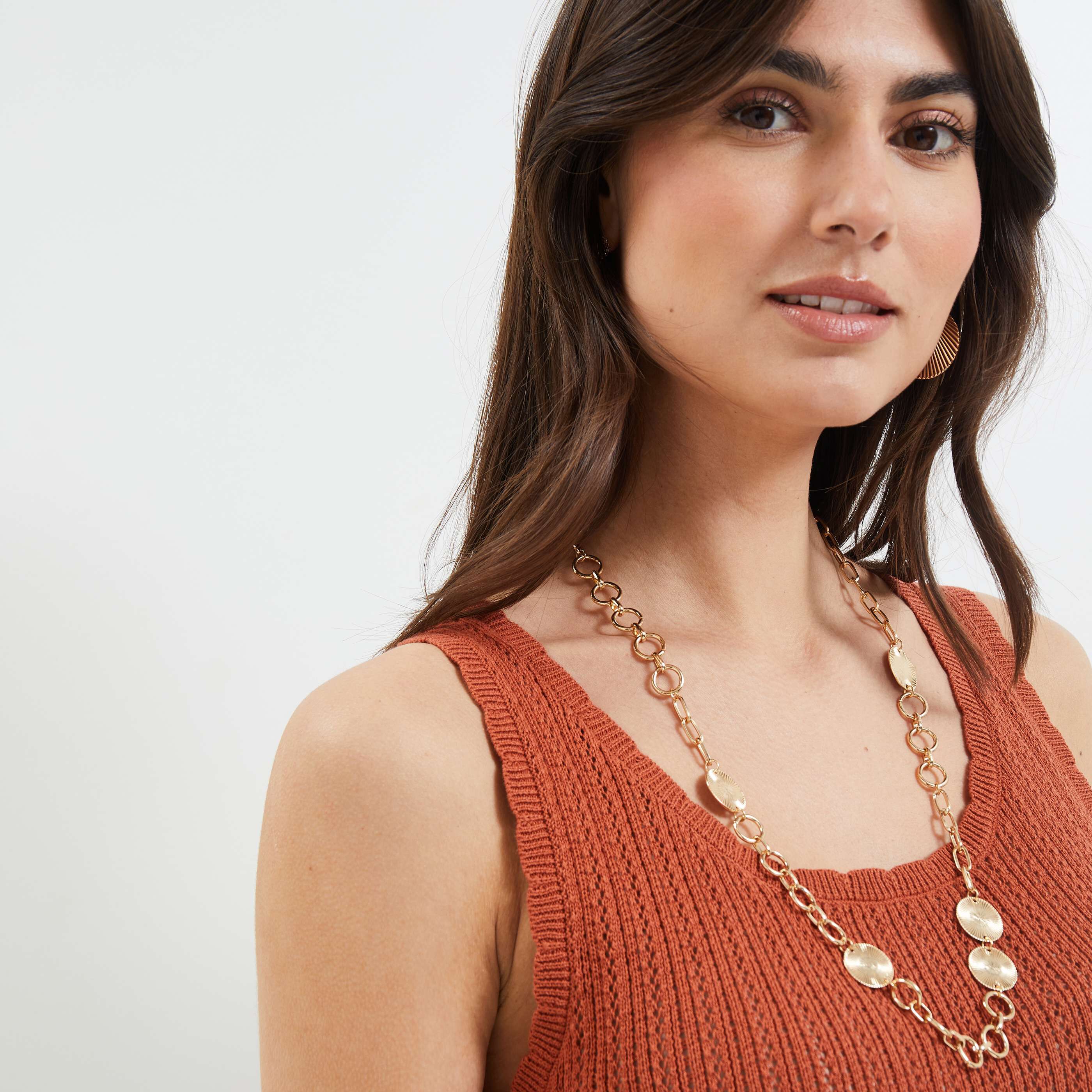 Débardeur en crochet femme - CARAMEL