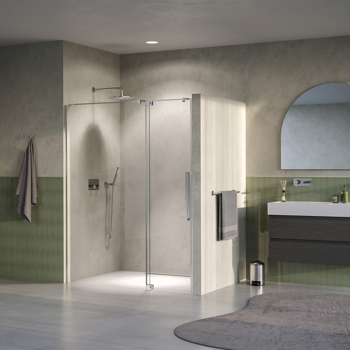 Brauer Stellar nisdeur met vaste wand 128.5-140cm RVS geborsteld PVD