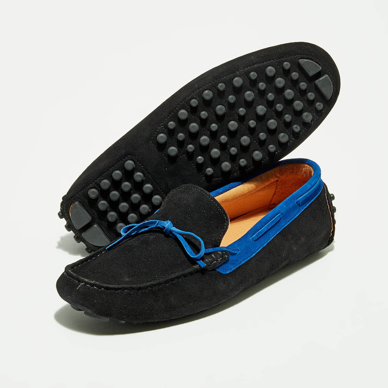 Flavio Création Mocassins en Velours de Cuir Misael noir/bleu