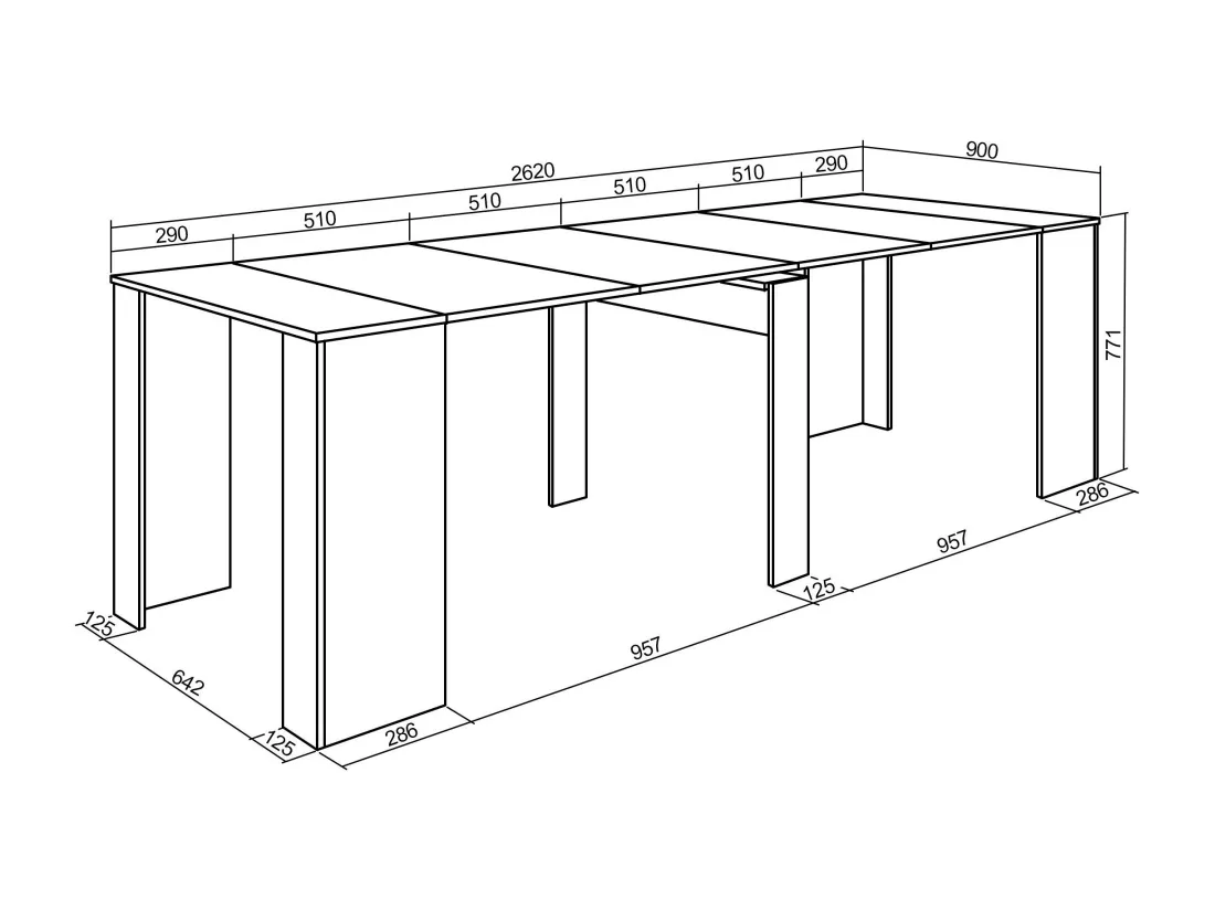 Table console extensible, 260, Pour 12 personnes, Table à Manger, Ciment