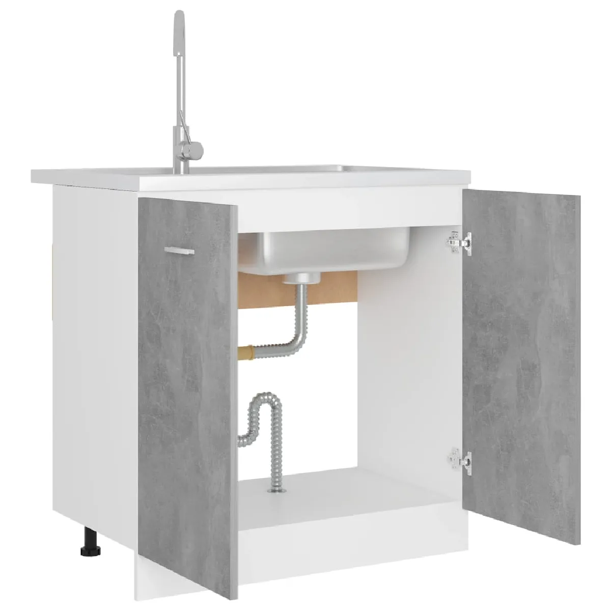 vidaXL Armoire de plancher d'évier Gris béton