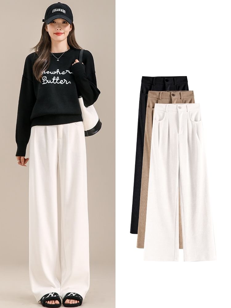 evanesce - Corduroy High Rise Rib Wide Leg Broek