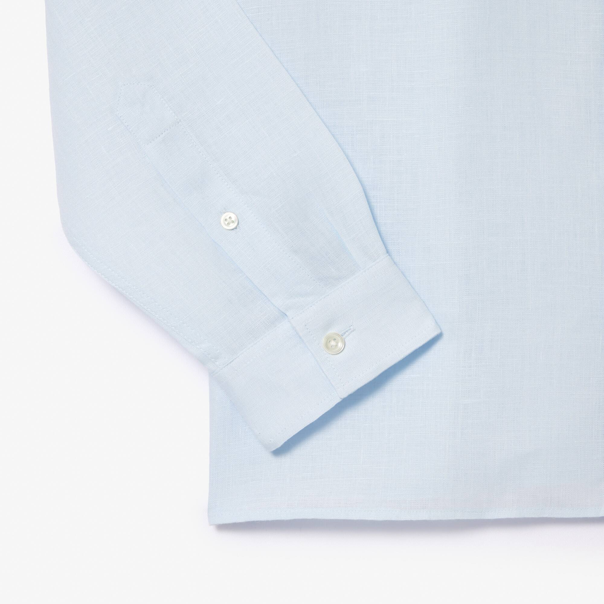Herren LACOSTE Leinen-Hemd Lange Armel - Blau - Lacoste - Herren