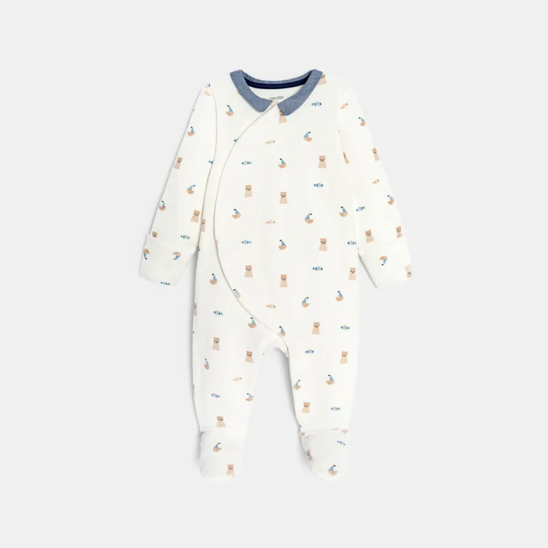 Dors-bien velours blanc bébé garçon Bleu
