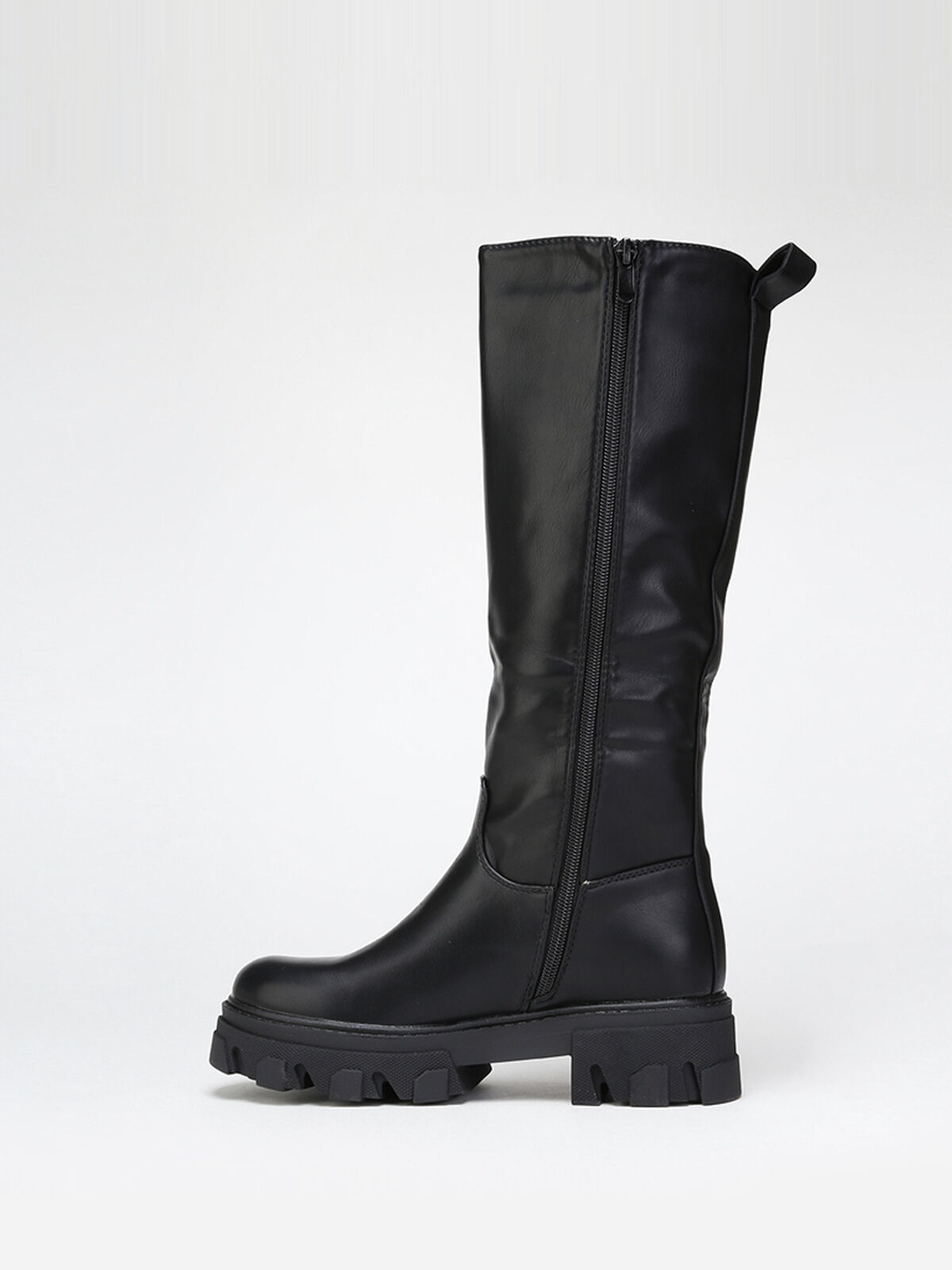 Bottes en simili à semelle crantée- Noir