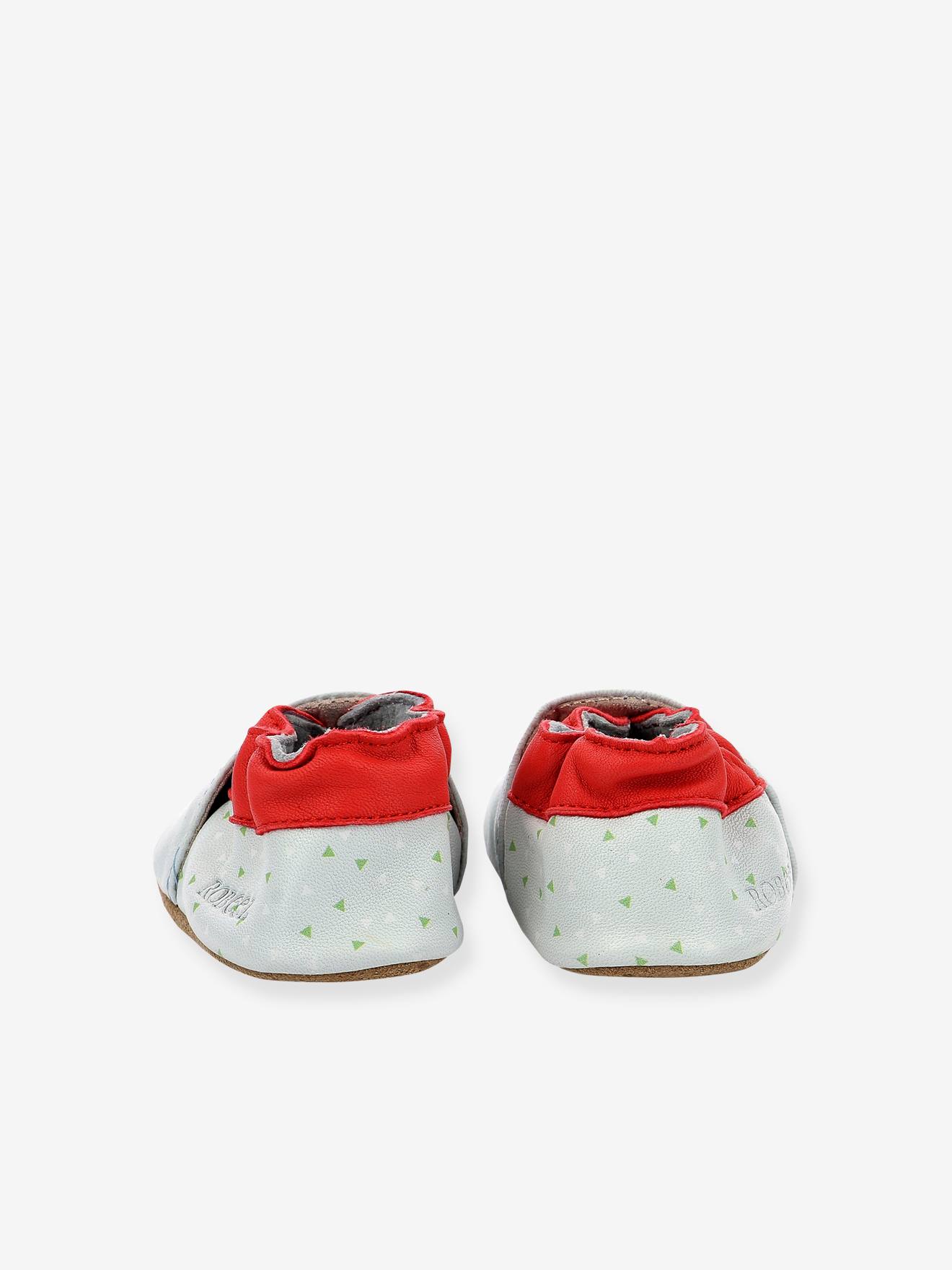 ROBEEZ© Relax Croco Pantufas de Bebê em Couro Flexível Azul Claro