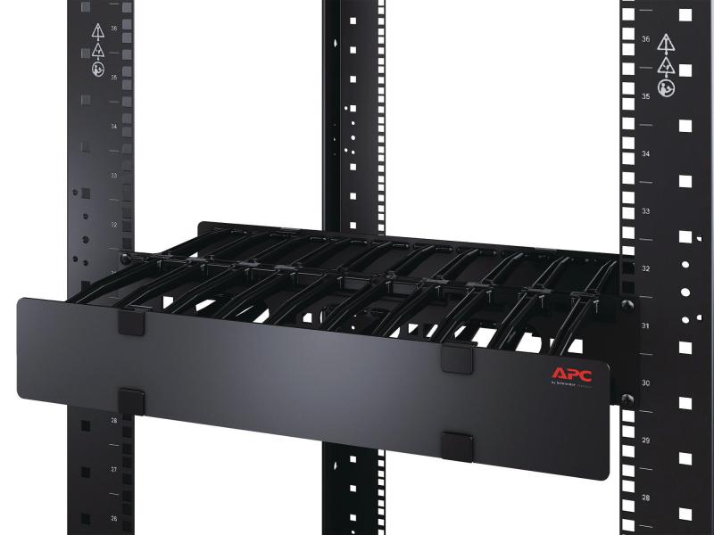 APC Kabelführungspanel AR8605 , Schwarz Horizontaler Kabelmanager, 3 HE x 6 Zoll tief, einseitig mit Abdeckung