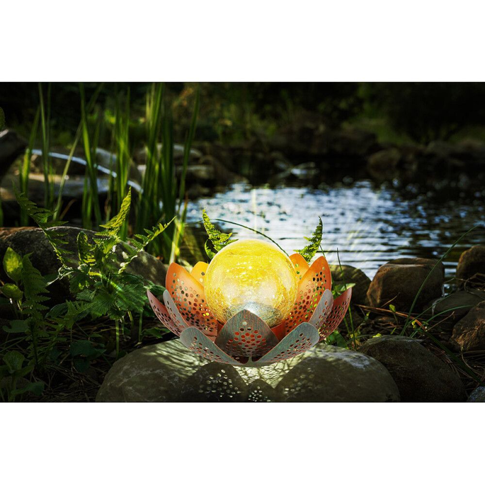 SOLCELLELAMPE GLOBO BLOMSTER MED GLASSKULE