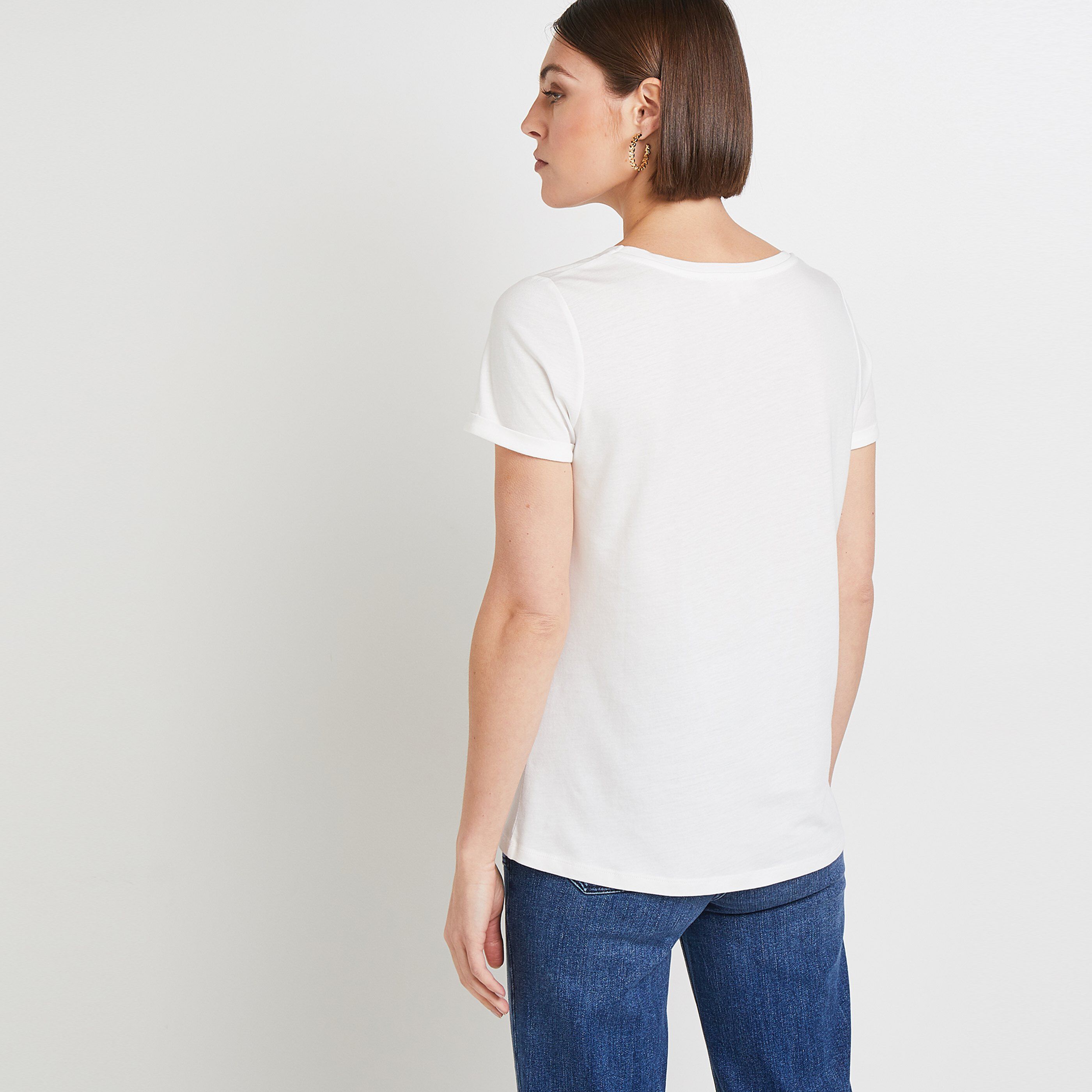 Tshirt visage en corde femme - BLANC CASSE