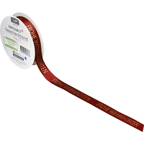 Geschenkband Frohe Weihnachten rot / gold