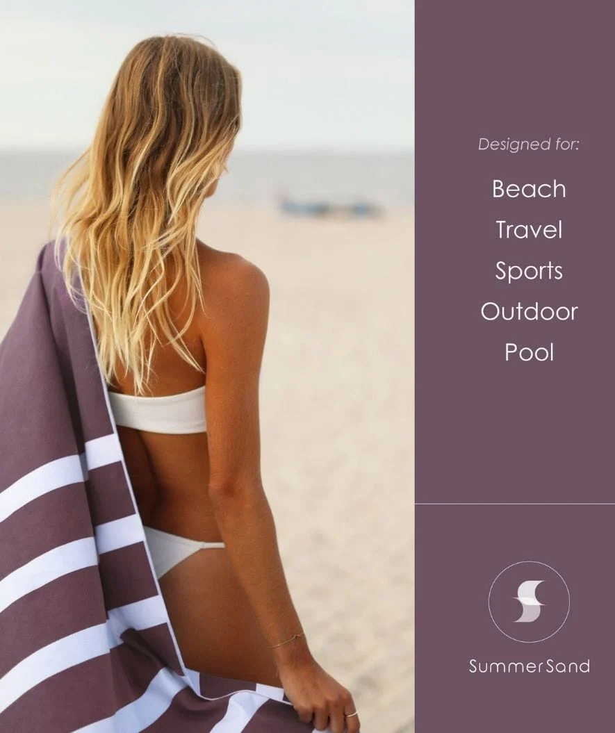 Summersand microfiber håndklæde - Grape Purple (Rød)