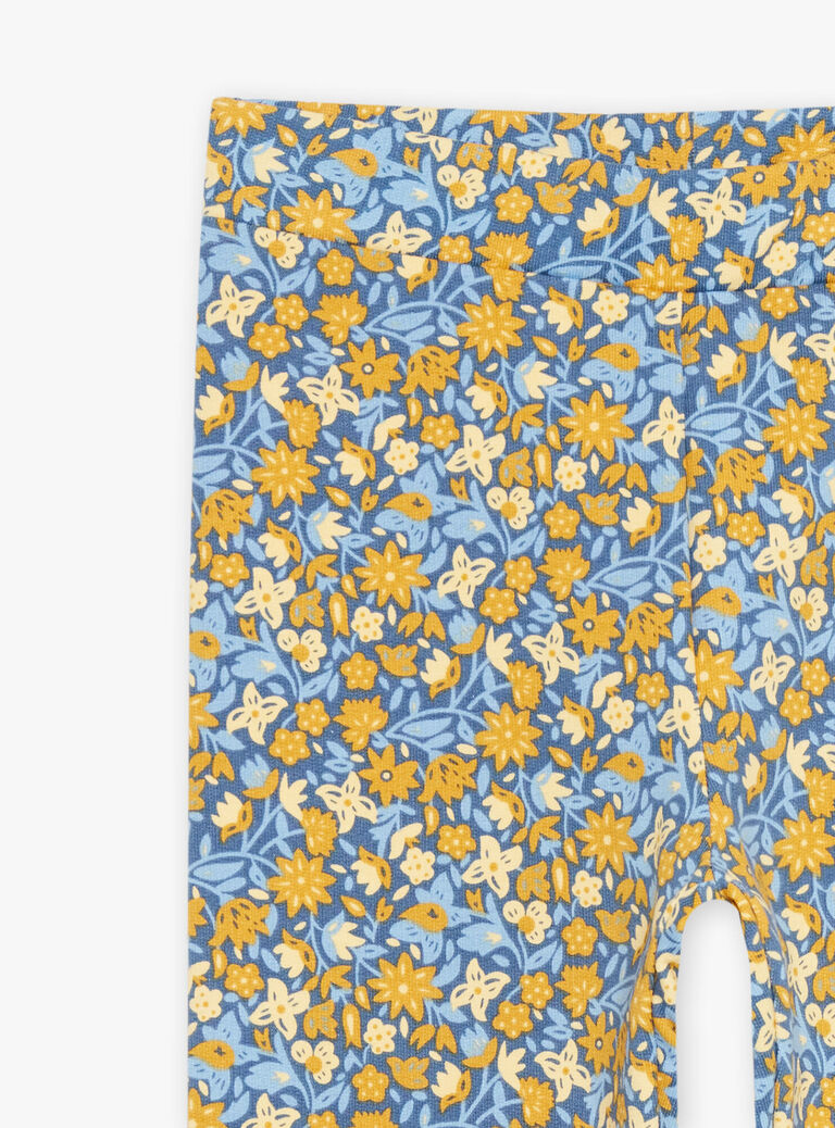 Legging bleu marine à fleurs