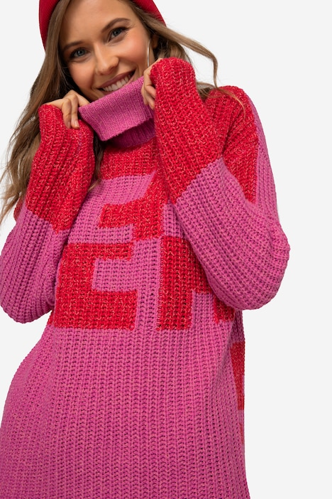 Pullover, Colorblocking Wording SEA, zweifarbig, Rollkragen, Langarm