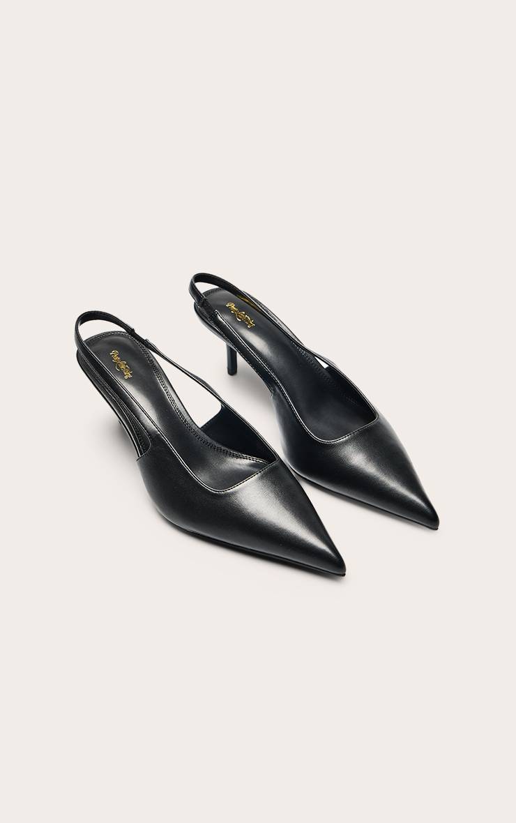 Noir Escarpins À Bride Arrière En Synthétiquecuir Bout Pointu Coupe Large