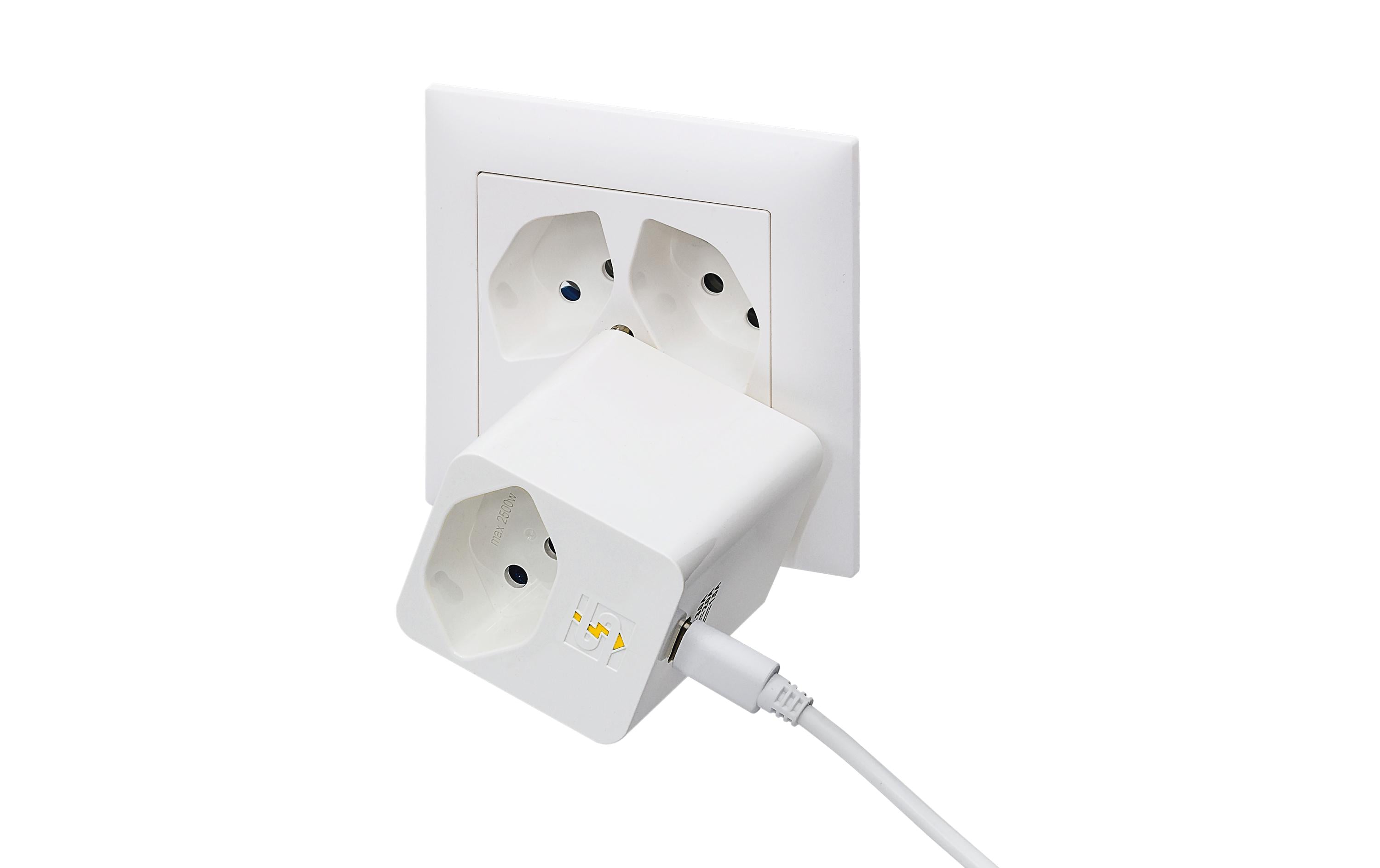 Klappstecker 1xT13, mit USB C 5 V/3.0 A PD WeissUSB PD 18W Ladeadapter USB C drehbar