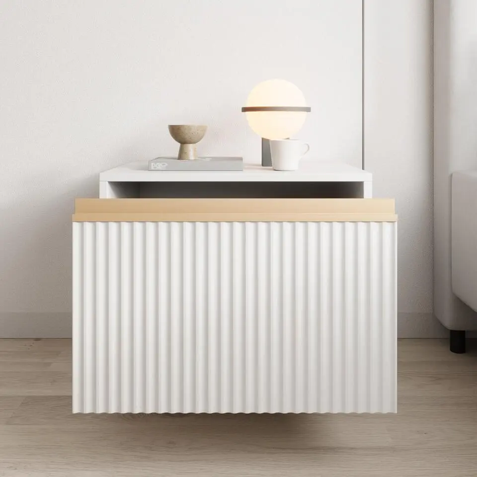 Meubella - Nachtkastje Remy - Wit - 54 cm