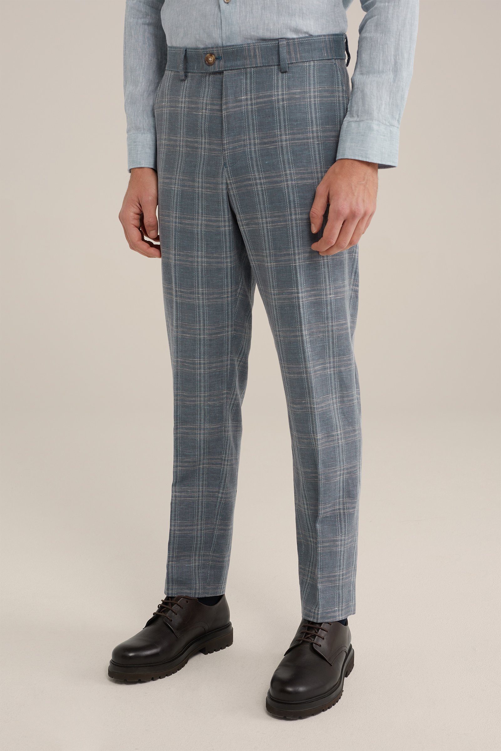 slim fit pantalon met dessin Van Gils Grijsblauw