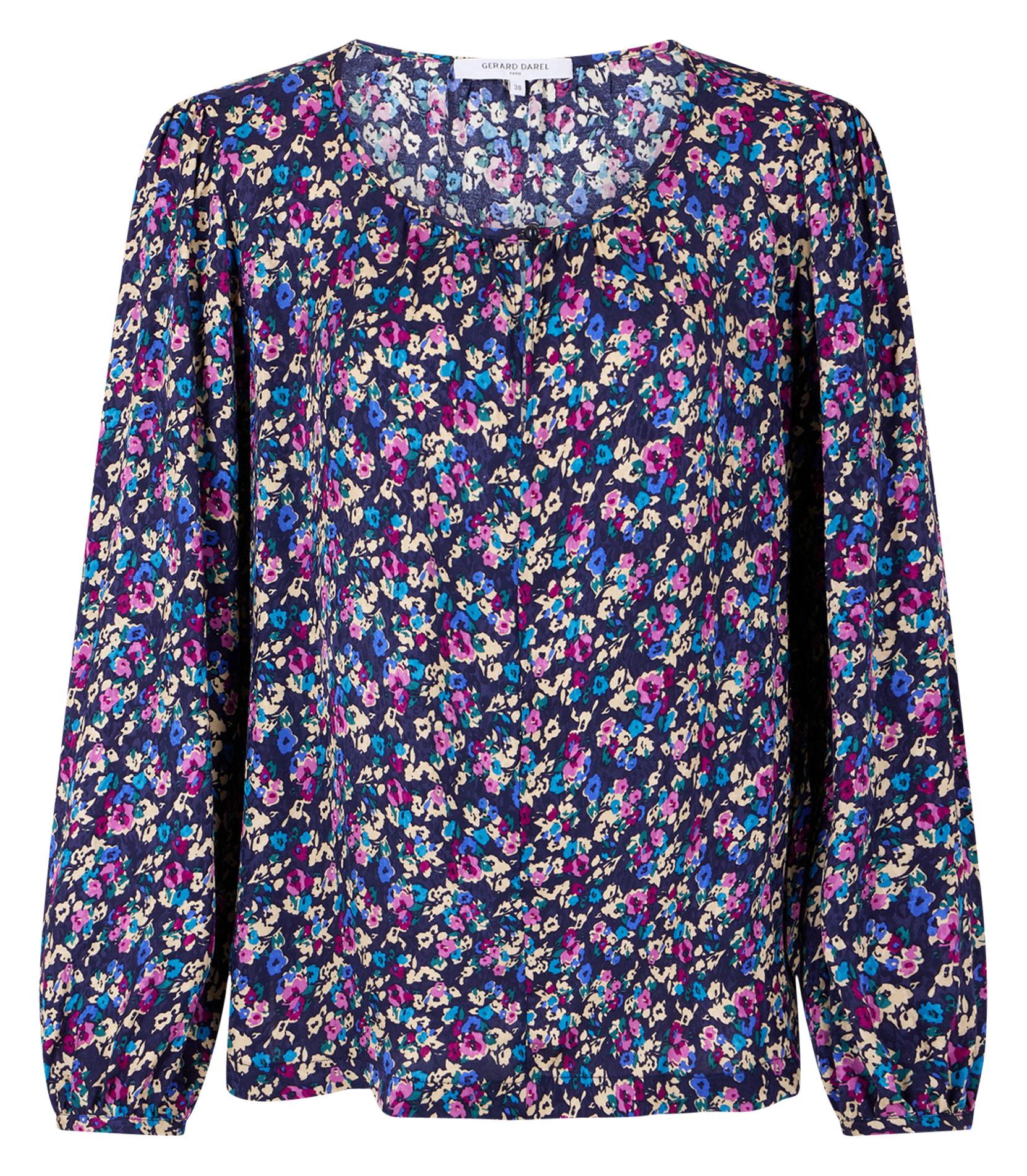 BRITTANIA - Blouse col rond droite imprimée | Bleu