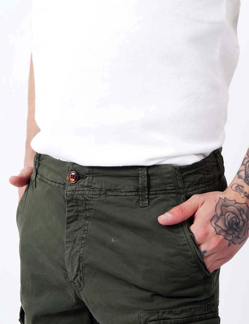 PETROL IND BERMUDA CARGO STRETCH DARK ARMY