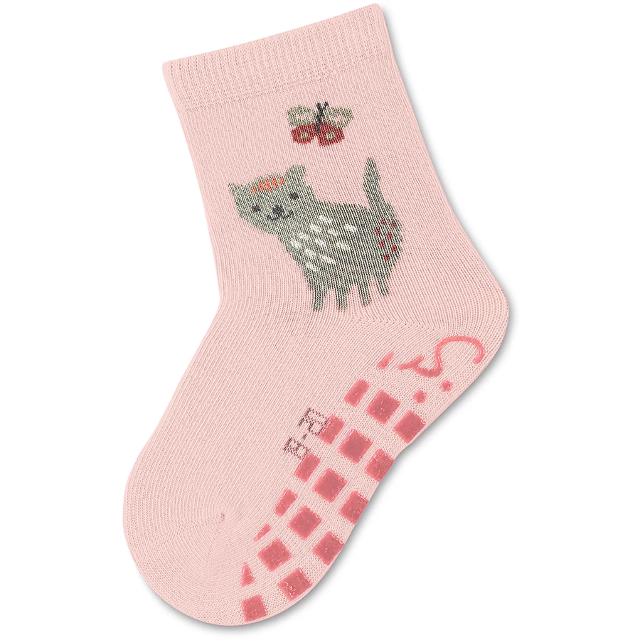 Sterntaler ABS-Söckchen Doppelpack Katze und Blumen rosa
