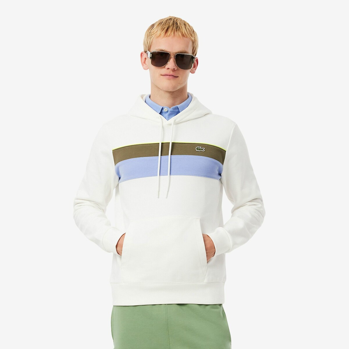 LACOSTE<br>Moletom com capuz e blocos de cor