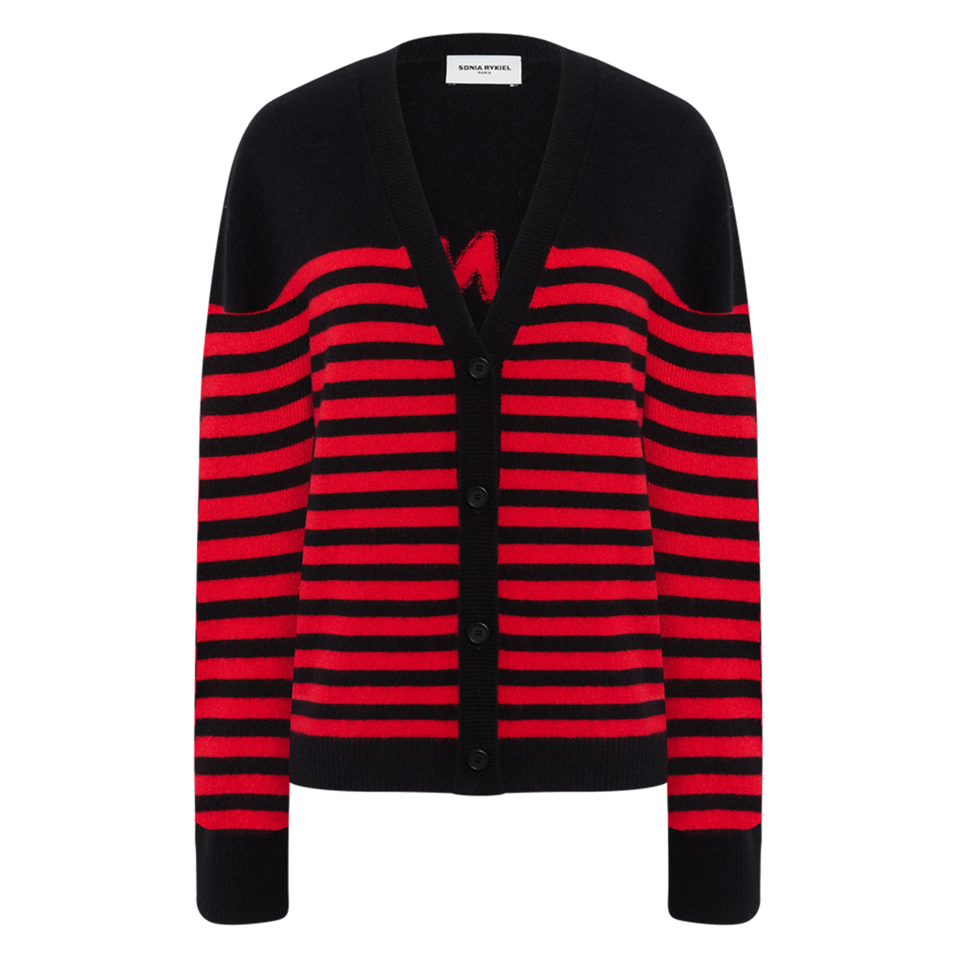 Cardigan droit col V en cchemire | Noir