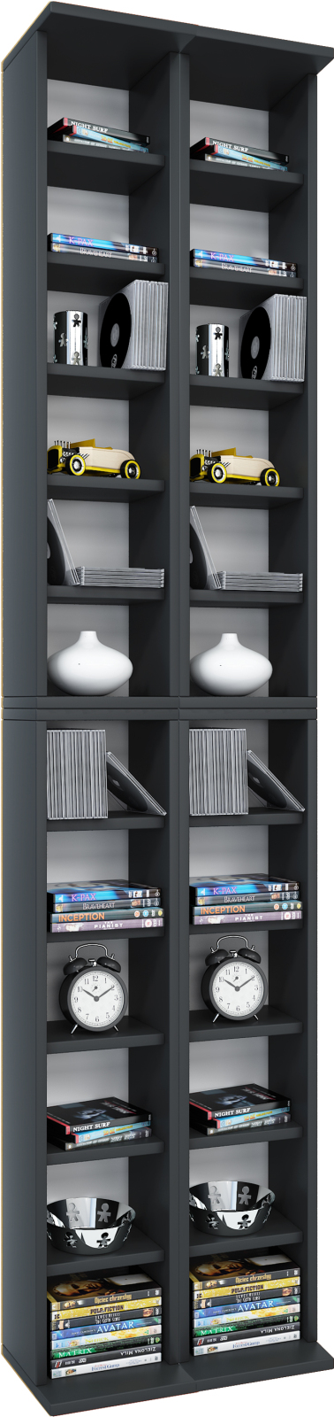 CD-Regal - schwarz - 42 cm breit - für 408 CDs - erweiterbar