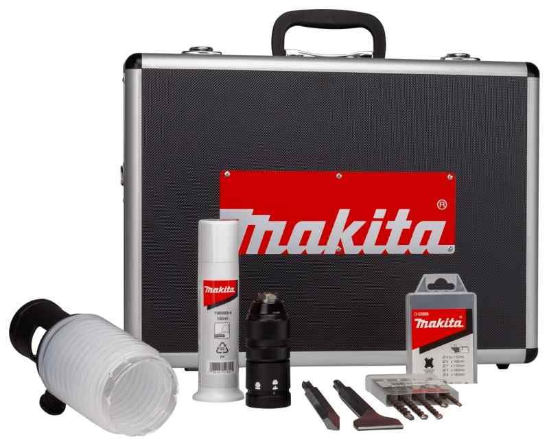 Makita HR2631FTX4 230V Combihamer met verwisselbare boorkop, in zwart aluminium koffer incl 5-delige boor- en beitelset