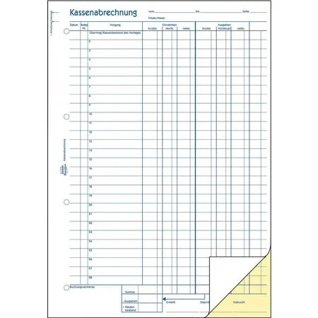 Avery Zweckform 1757 Kassenabrechnung, A4, selbstdurchschreibend, 2x40 Blatt