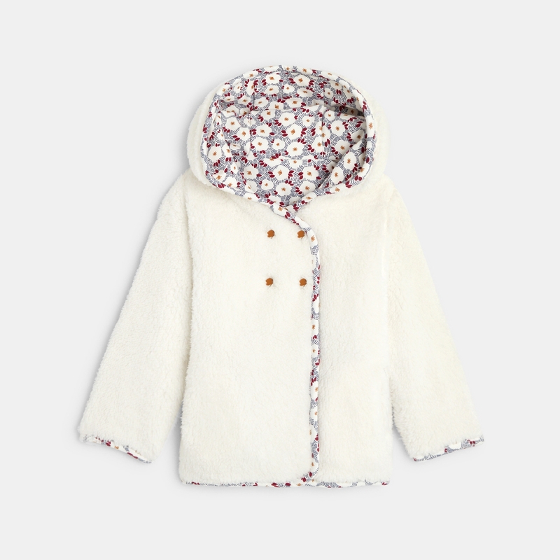 Veste réversible imprimée et doublure fausse fourrure bébé fille