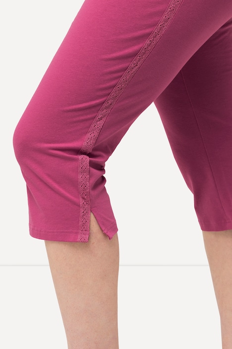 Capri-Leggings, seitliches Spitzenband, Biobaumwolle