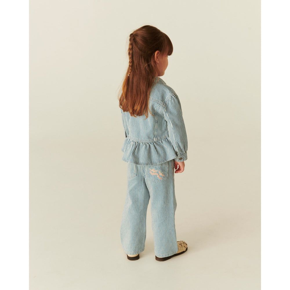 Køb COPENHAGEN COLORS Denim Blue Stripe Y/D Twill Pant W. Wide Leg Og Embroidery