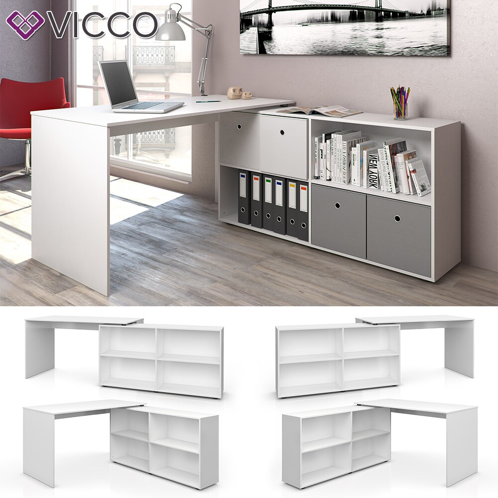 Vicco Eckschreibtisch FlexPlus Computer Bürotisch PC SchreibtischWeiß