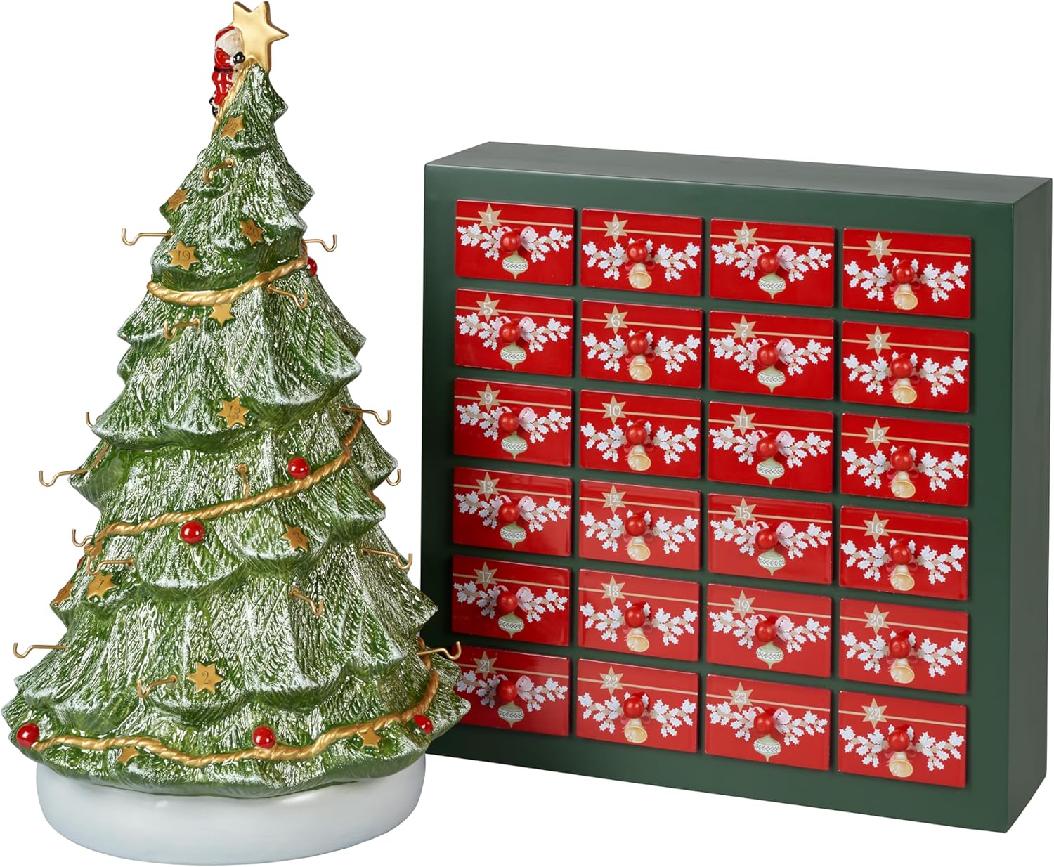 Villeroy & Boch - Christmas Toy's Memory Adventskalender Set 26 Teilig Mit 24 Porzellanfiguren Inklusive Weihnachtsbaum Zum Aufhängen, 24 Türchen, Weihnachten, Weihnachtsdeko, Porzellan