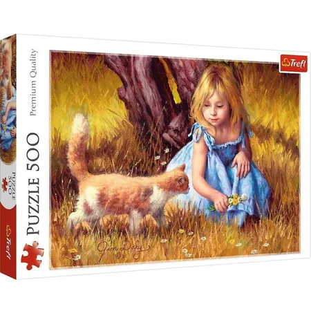 Trefl Puzzle Mädchen mit Katze, 500 Teile