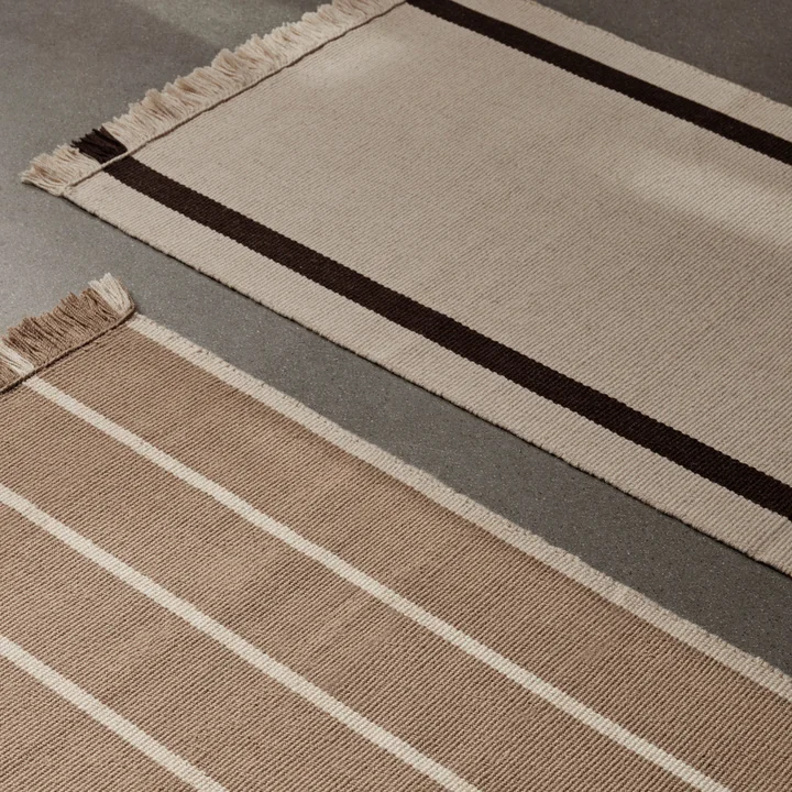 Ferm Living - Calm Kelim Teppichläufer, 80 x 200 cm, off-white / coffee