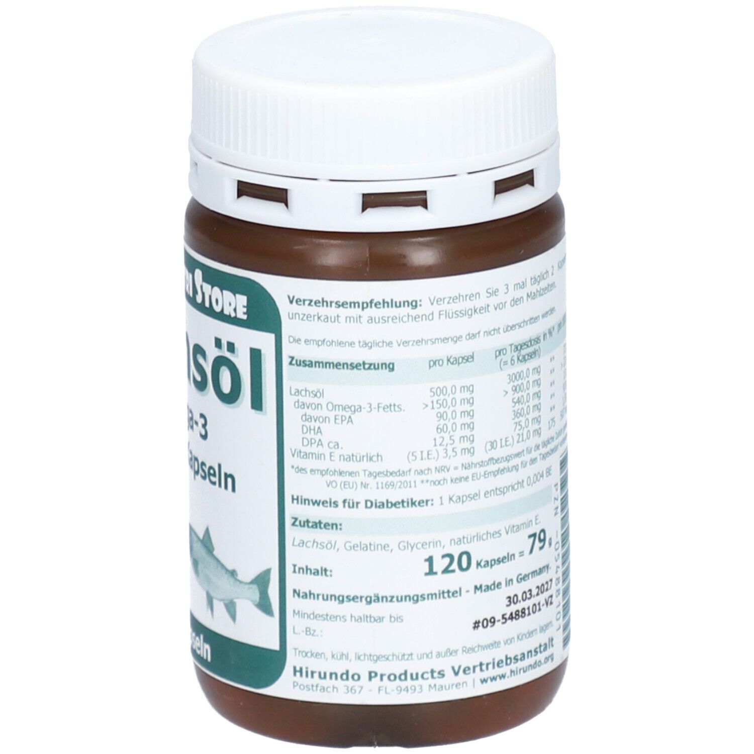 Lachsöl Omega-3 500 mg Kapseln