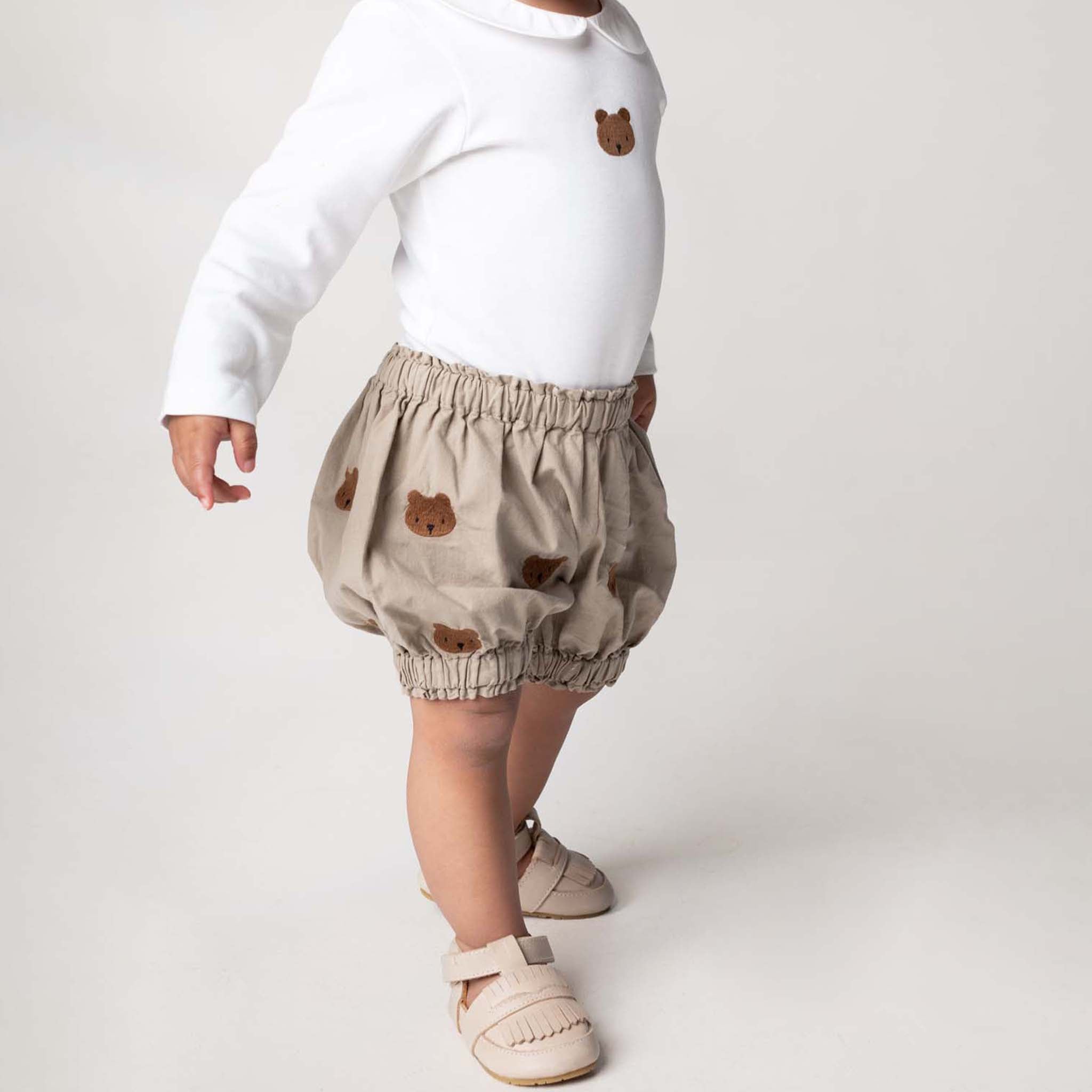 Baby Langarmbody Davo Bear Off White