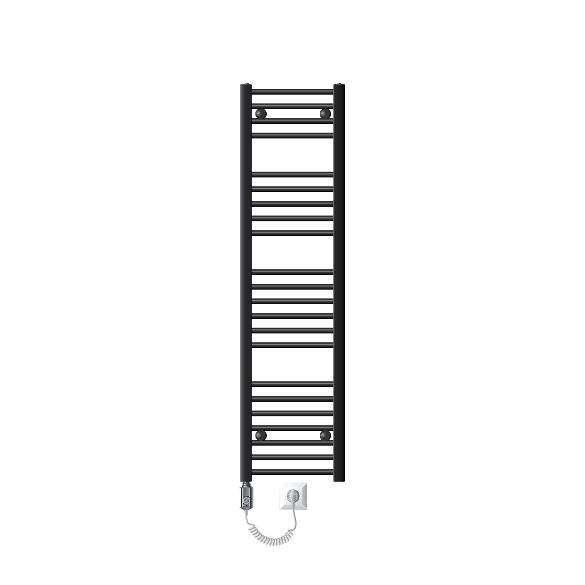 ECD Germany Elektrische badkamerradiator 300 x 1400 mm Antraciet Recht met zijaansluiting incl. verwarmingselement 1200W Chroom Hoogrendement, radiatorverwarming Handdoekverwarmer Handdoekdroger Handdoekradiator