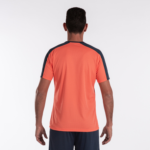 Camiseta Joma Eco Championship de manga curta, laranja fluorescente/azul marinho