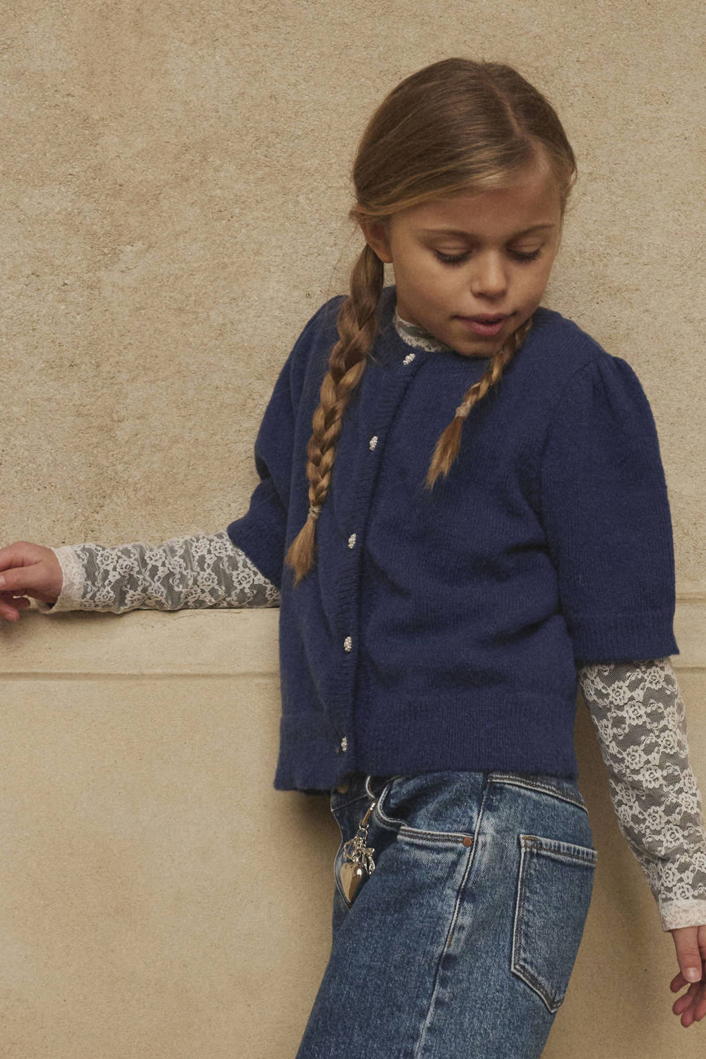 NAME IT KIDS vest donkerblauw fijn gebreid