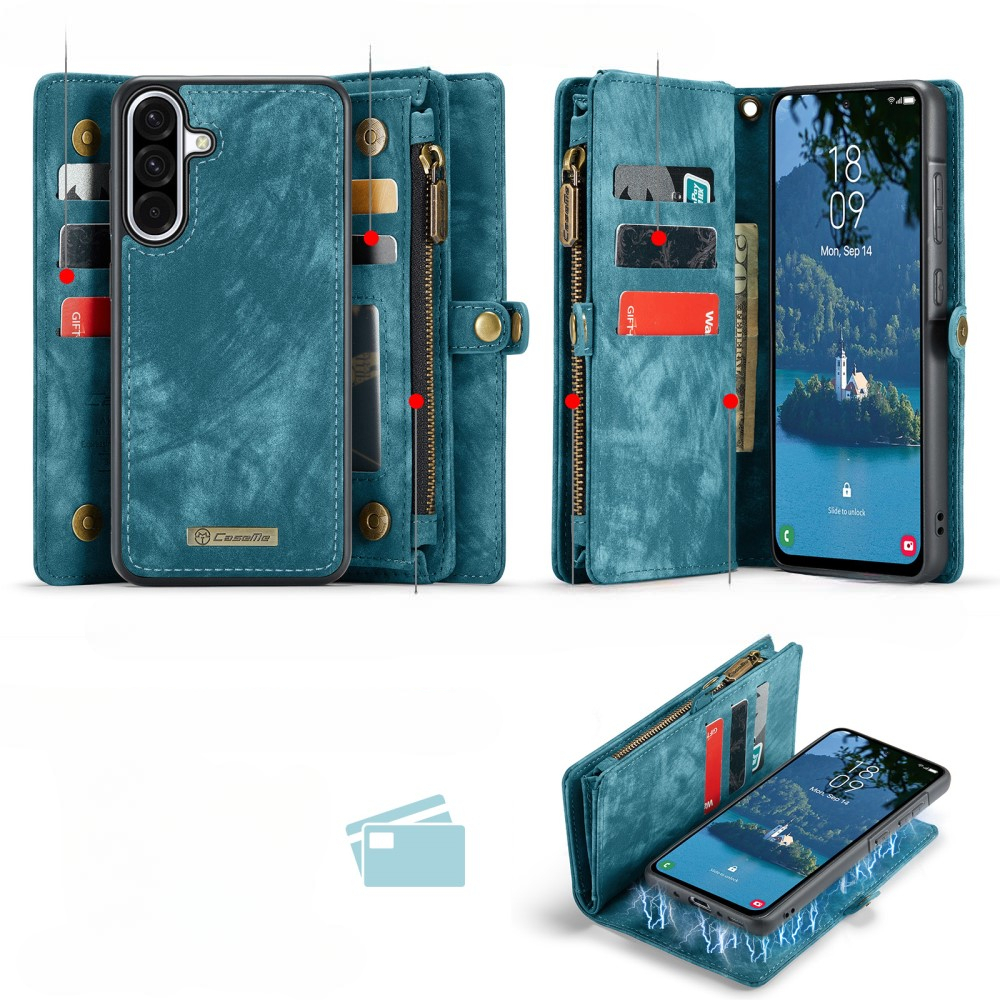 Samsung Galaxy A56 2in1 Leder Tasche   Magnet Hardcase Karten Etui - Blau