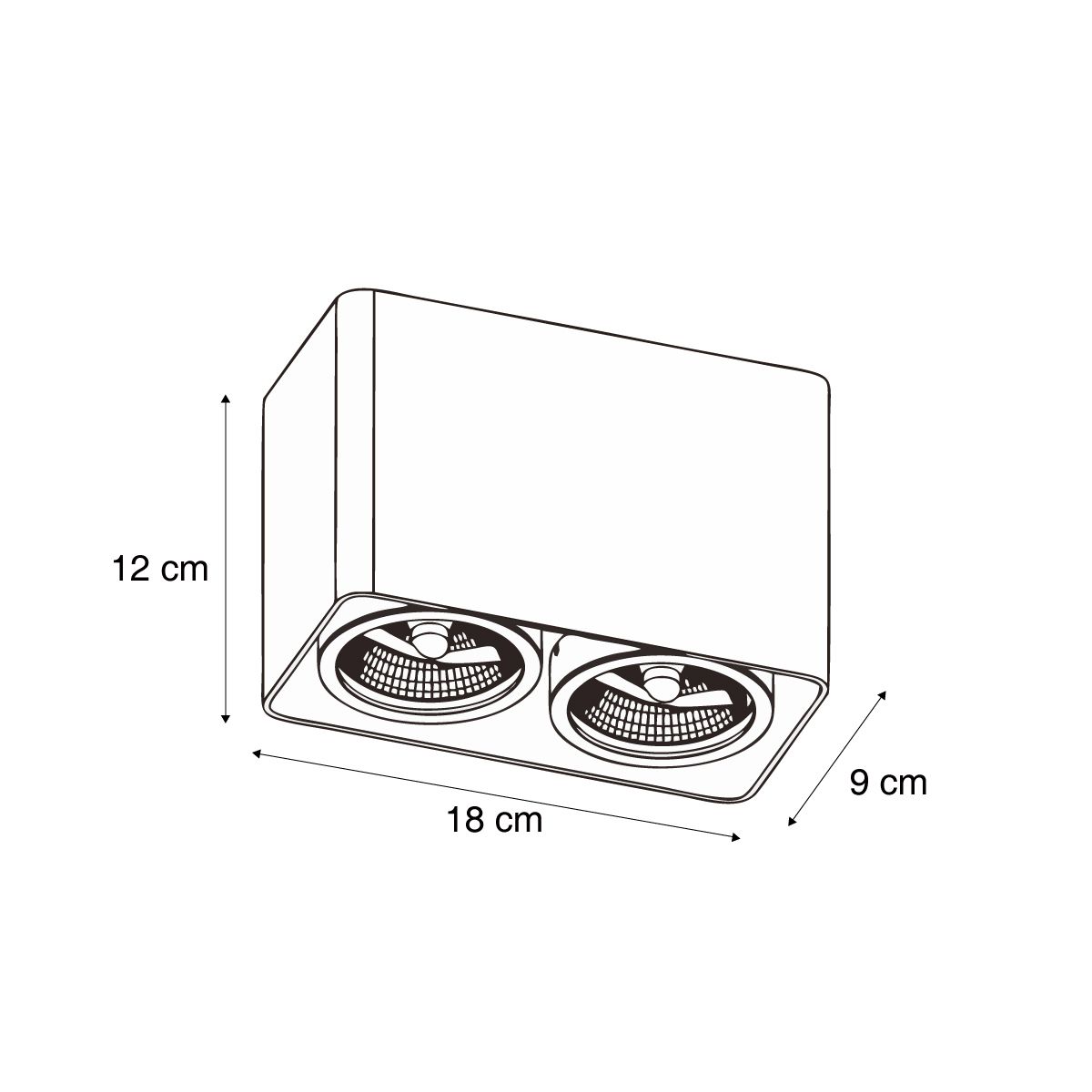 Design opbouwspot wit GU10 70mm 2-lichts draai- en kantelbaar - Vox