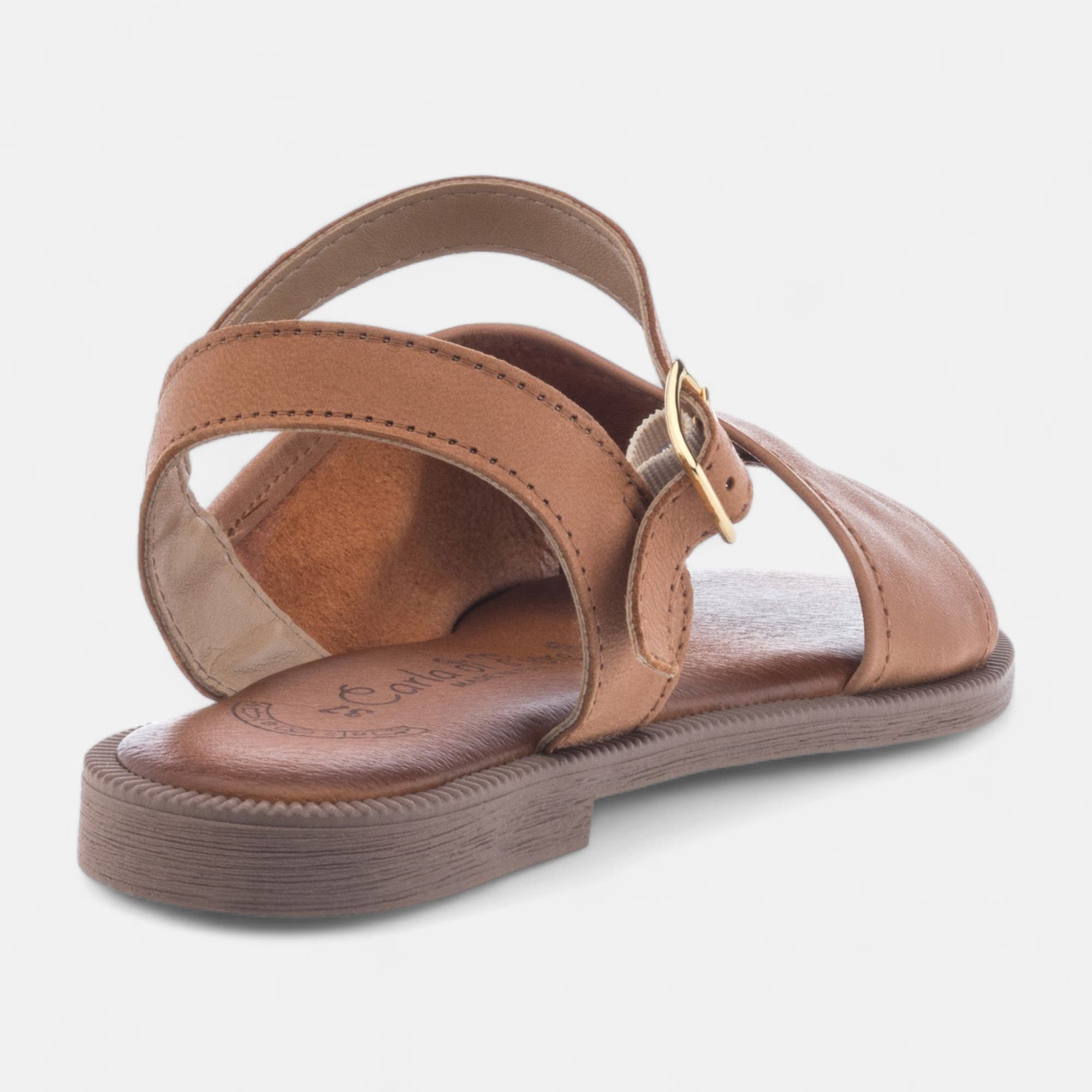 Sandales Femme en cuir cognac